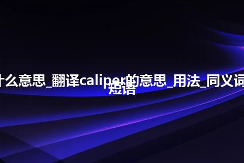 caliper是什么意思_翻译caliper的意思_用法_同义词_例句_英语短语