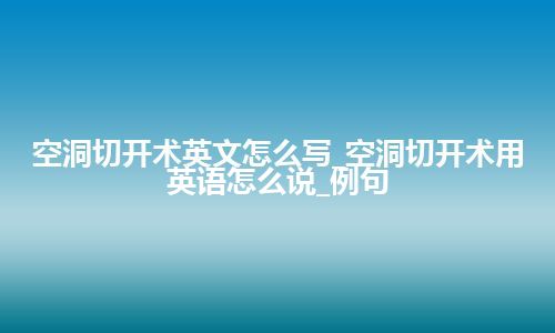 空洞切开术英文怎么写_空洞切开术用英语怎么说_例句