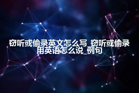 窃听或偷录英文怎么写_窃听或偷录用英语怎么说_例句