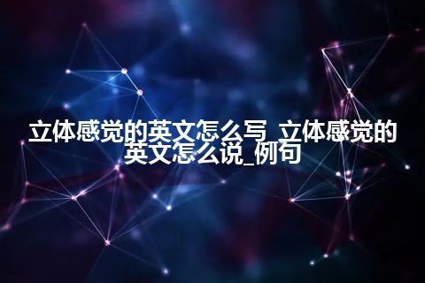 立体感觉的英文怎么写_立体感觉的英文怎么说_例句