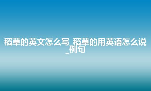 稻草的英文怎么写_稻草的用英语怎么说_例句