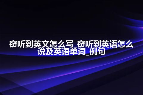 窃听到英文怎么写_窃听到英语怎么说及英语单词_例句