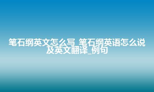 笔石纲英文怎么写_笔石纲英语怎么说及英文翻译_例句