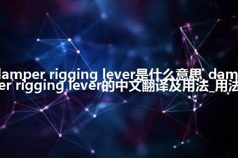 damper rigging lever是什么意思_damper rigging lever的中文翻译及用法_用法