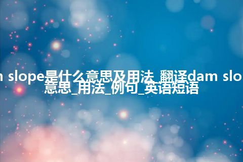 dam slope是什么意思及用法_翻译dam slope的意思_用法_例句_英语短语