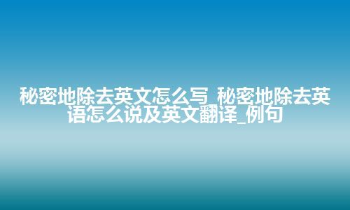 秘密地除去英文怎么写_秘密地除去英语怎么说及英文翻译_例句