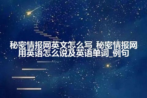 秘密情报网英文怎么写_秘密情报网用英语怎么说及英语单词_例句