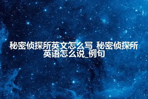 秘密侦探所英文怎么写_秘密侦探所英语怎么说_例句