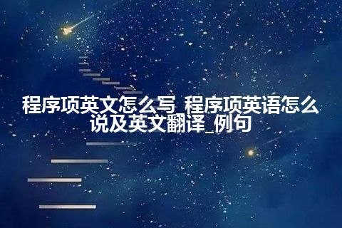 程序项英文怎么写_程序项英语怎么说及英文翻译_例句