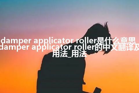 damper applicator roller是什么意思_damper applicator roller的中文翻译及用法_用法