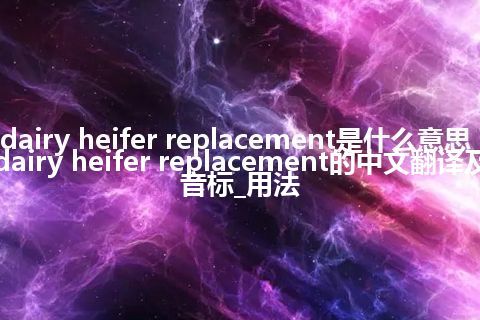 dairy heifer replacement是什么意思_dairy heifer replacement的中文翻译及音标_用法