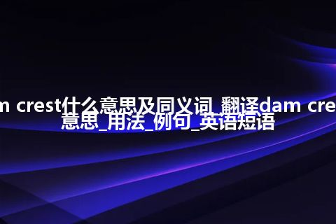 dam crest什么意思及同义词_翻译dam crest的意思_用法_例句_英语短语