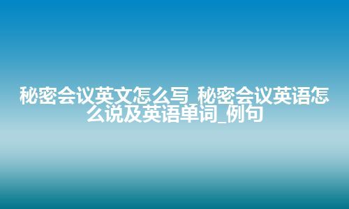 秘密会议英文怎么写_秘密会议英语怎么说及英语单词_例句