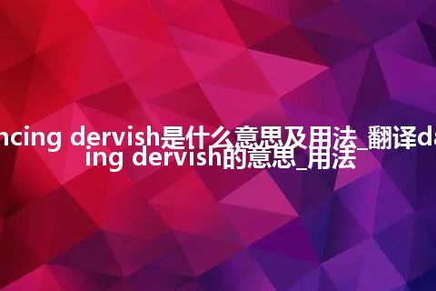 dancing dervish是什么意思及用法_翻译dancing dervish的意思_用法