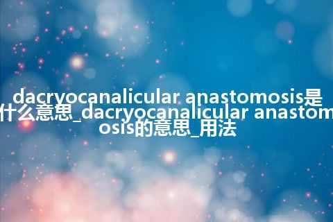 dacryocanalicular anastomosis是什么意思_dacryocanalicular anastomosis的意思_用法