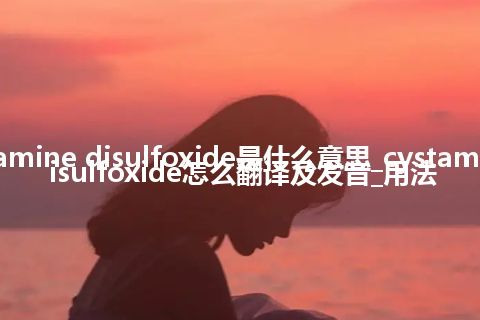 cystamine disulfoxide是什么意思_cystamine disulfoxide怎么翻译及发音_用法