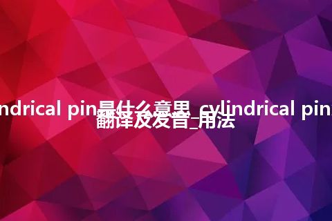 cylindrical pin是什么意思_cylindrical pin怎么翻译及发音_用法