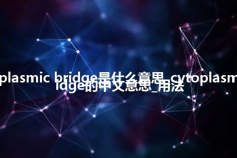 cytoplasmic bridge是什么意思_cytoplasmic bridge的中文意思_用法