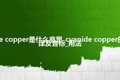 cyanide copper是什么意思_cyanide copper的中文翻译及音标_用法