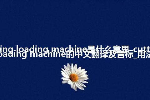 cutting loading machine是什么意思_cutting loading machine的中文翻译及音标_用法