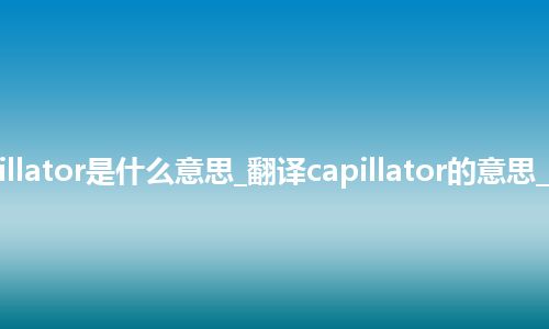 capillator是什么意思_翻译capillator的意思_用法