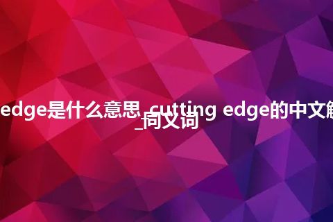 cutting edge是什么意思_cutting edge的中文解释_用法_同义词