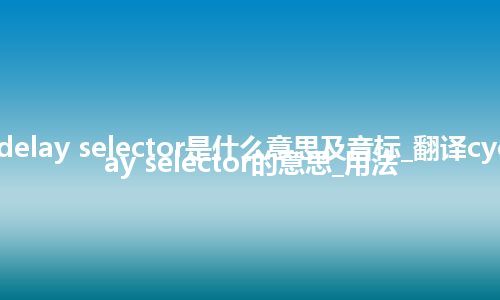 cycle delay selector是什么意思及音标_翻译cycle delay selector的意思_用法