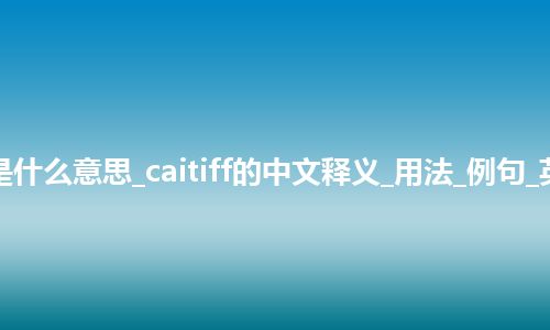 caitiff是什么意思_caitiff的中文释义_用法_例句_英语短语