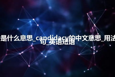 candidacy是什么意思_candidacy的中文意思_用法_同义词_例句_英语短语