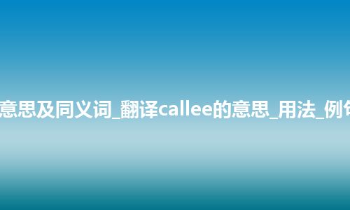 callee什么意思及同义词_翻译callee的意思_用法_例句_英语短语