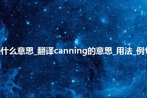 canning是什么意思_翻译canning的意思_用法_例句_英语短语