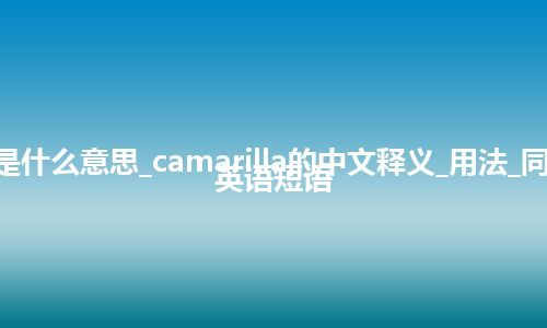 camarilla是什么意思_camarilla的中文释义_用法_同义词_例句_英语短语