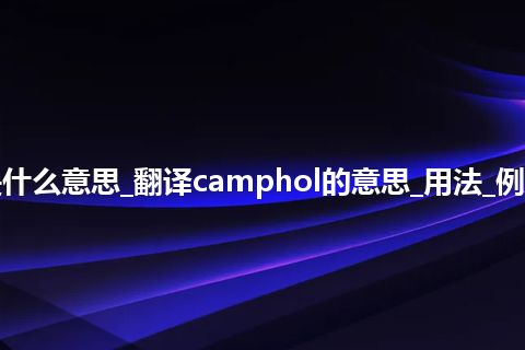 camphol是什么意思_翻译camphol的意思_用法_例句_英语短语