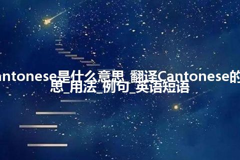 Cantonese是什么意思_翻译Cantonese的意思_用法_例句_英语短语