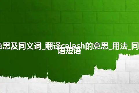 calash什么意思及同义词_翻译calash的意思_用法_同义词_例句_英语短语