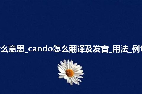 cando是什么意思_cando怎么翻译及发音_用法_例句_英语短语