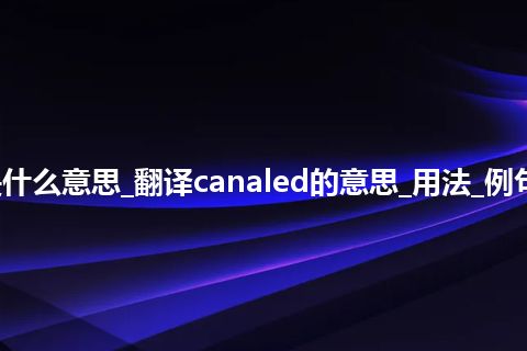 canaled是什么意思_翻译canaled的意思_用法_例句_英语短语