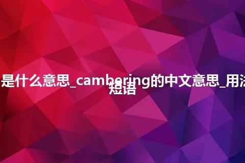 cambering是什么意思_cambering的中文意思_用法_例句_英语短语