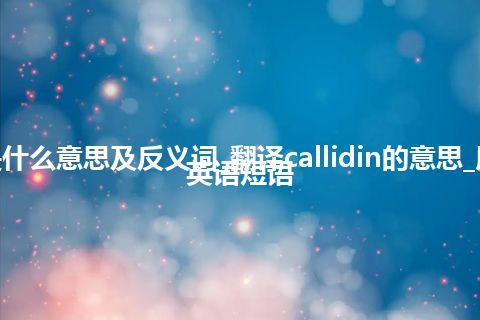 callidin是什么意思及反义词_翻译callidin的意思_用法_例句_英语短语