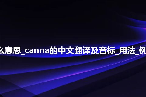 canna是什么意思_canna的中文翻译及音标_用法_例句_英语短语