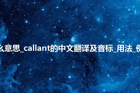 callant是什么意思_callant的中文翻译及音标_用法_例句_英语短语