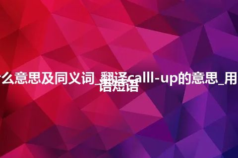 calll-up什么意思及同义词_翻译calll-up的意思_用法_例句_英语短语