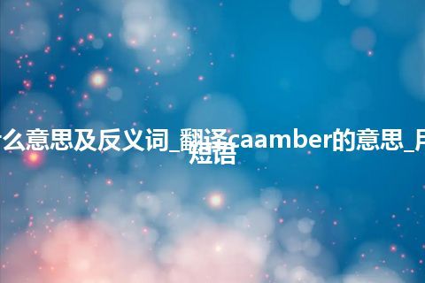 caamber是什么意思及反义词_翻译caamber的意思_用法_例句_英语短语