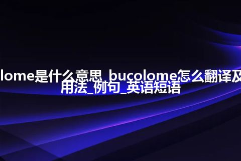 bucolome是什么意思_bucolome怎么翻译及发音_用法_例句_英语短语