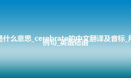 cerebrate是什么意思_cerebrate的中文翻译及音标_用法_同义词_例句_英语短语