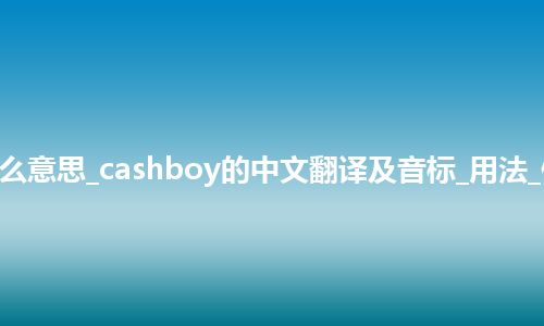 cashboy是什么意思_cashboy的中文翻译及音标_用法_例句_英语短语