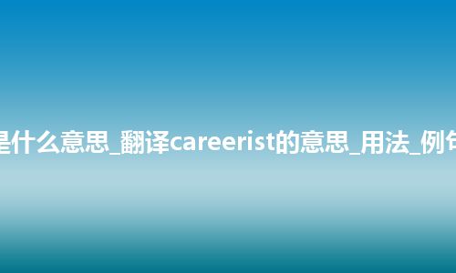 careerist是什么意思_翻译careerist的意思_用法_例句_英语短语