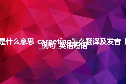 carpeting是什么意思_carpeting怎么翻译及发音_用法_同义词_例句_英语短语