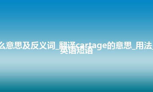 cartage是什么意思及反义词_翻译cartage的意思_用法_同义词_例句_英语短语