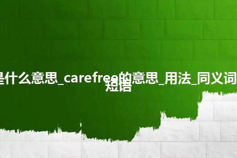 carefree是什么意思_carefree的意思_用法_同义词_例句_英语短语